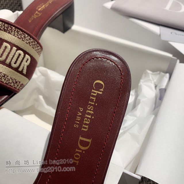 DIOR女鞋 迪奧2021專櫃新款磨砂新大底涼拖 Dior一字型刺繡平拖  naq1512